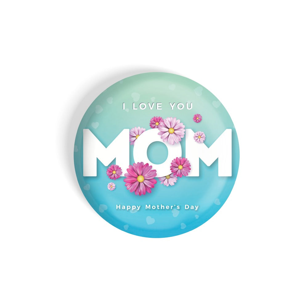 dhcrafts Round Fridge Magnet Blue Mother's Day Mom D4 Glossy Finish Design Pack of 1 (58 mm)